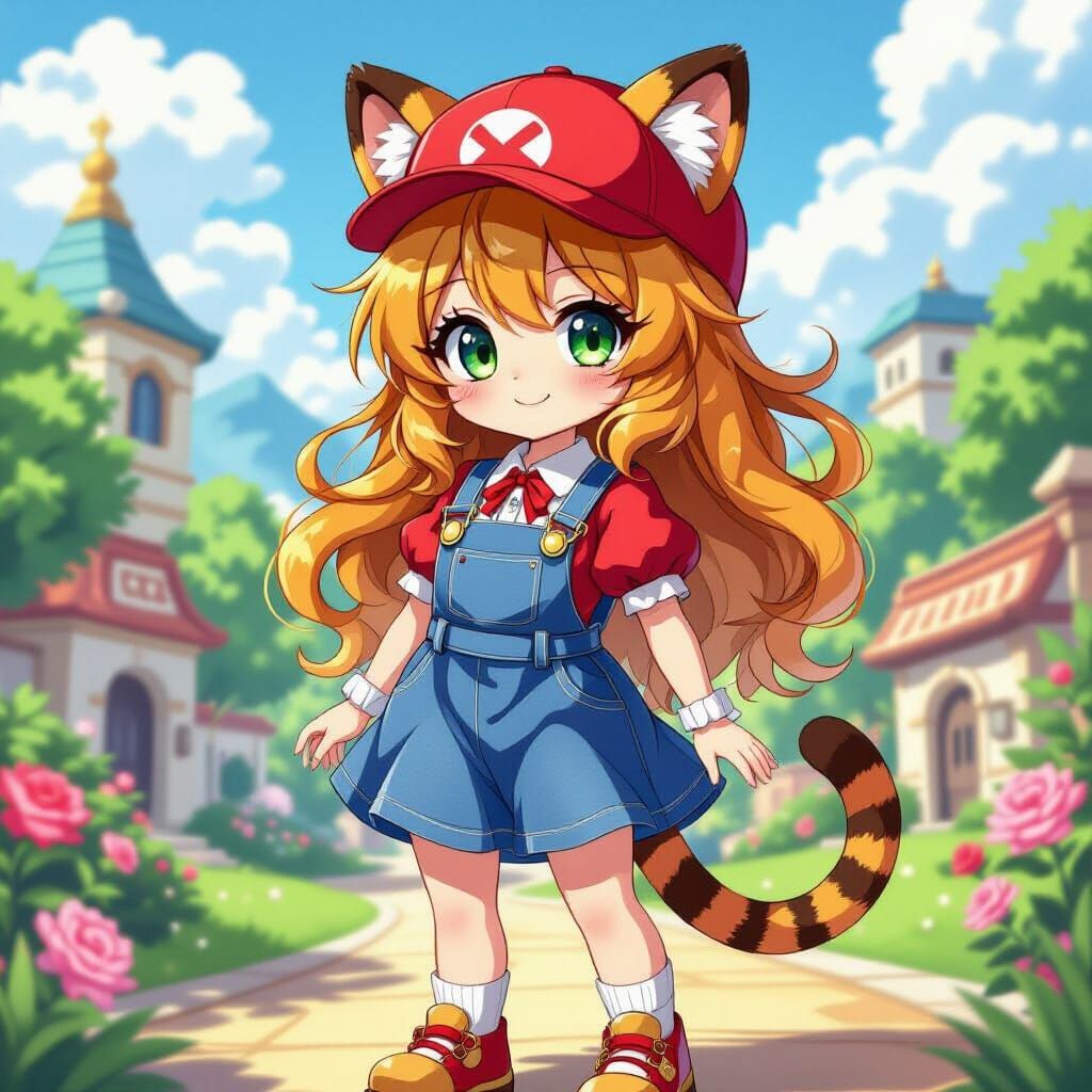 Cute Anime Girl in Super Nintendo Land