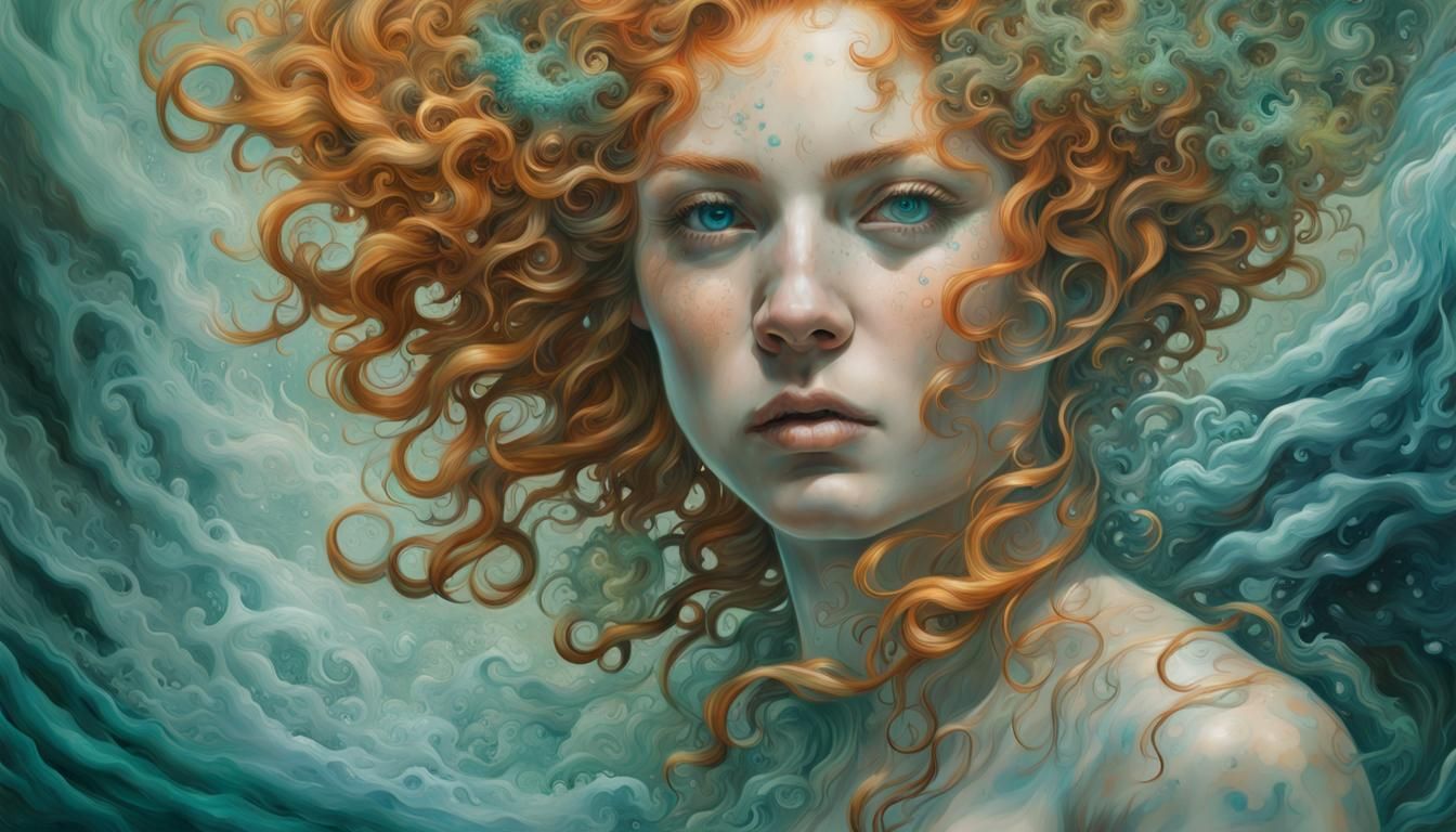 Goddesses Holding Hands in Fractal Mist