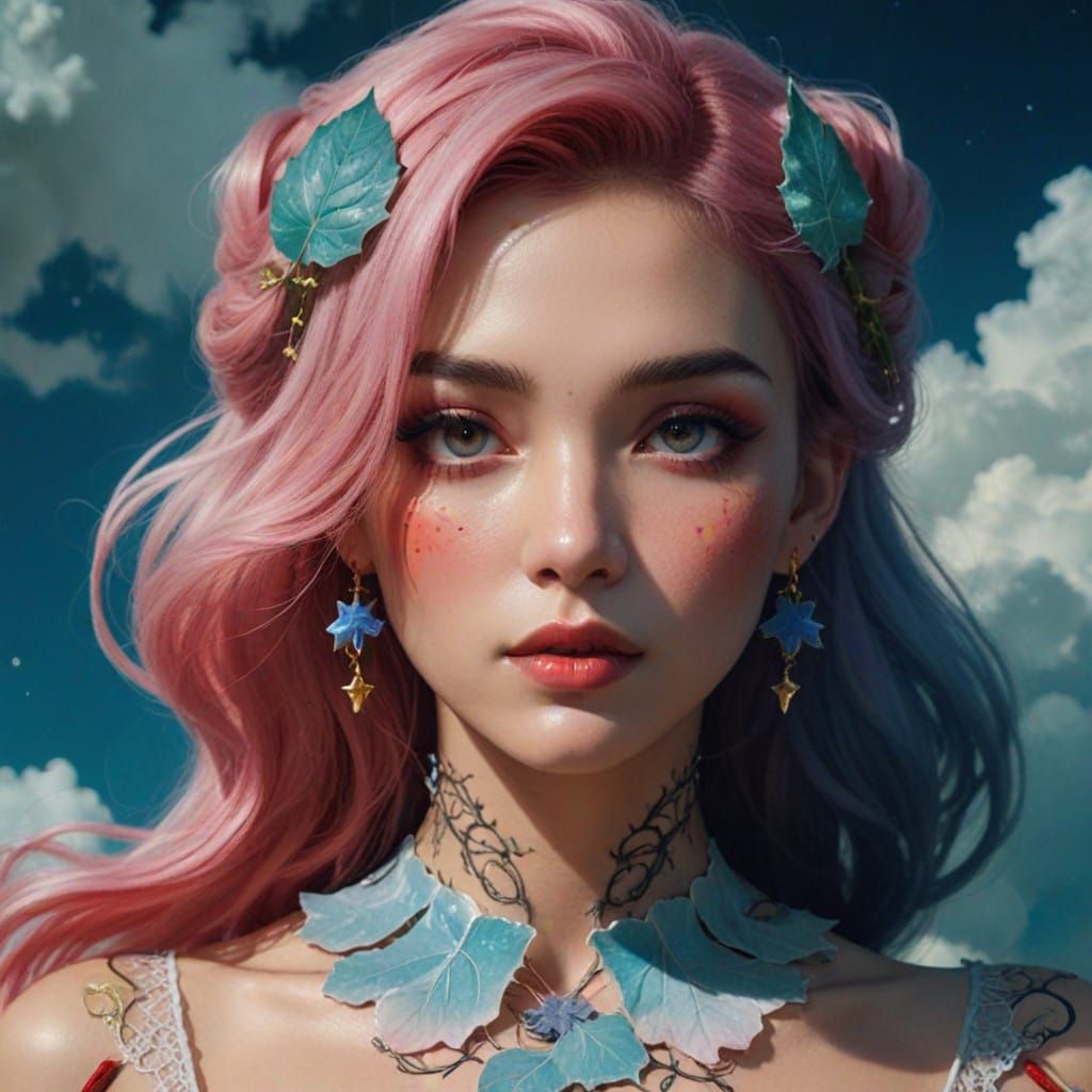 Ethereal Goddess Basks in Moonlit Garden