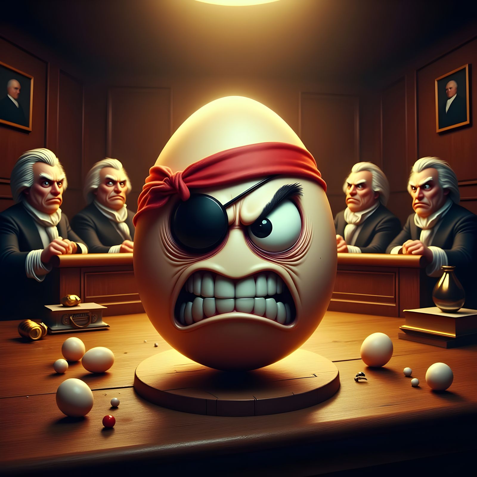 Egg Pirate on Trial in Court of Law