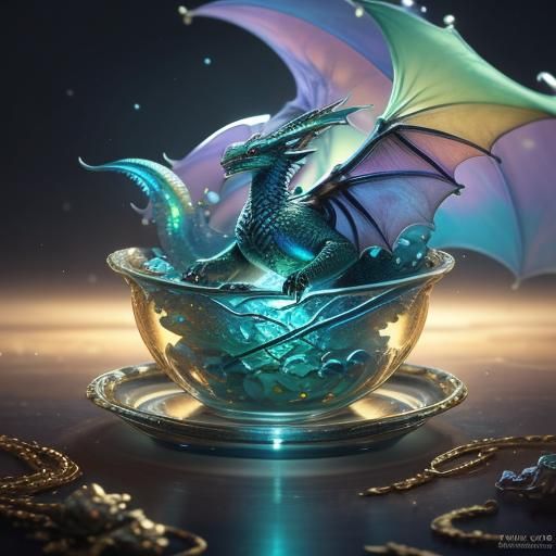 Baby Dragon in Jewelry Box: Detailed Matte Painting