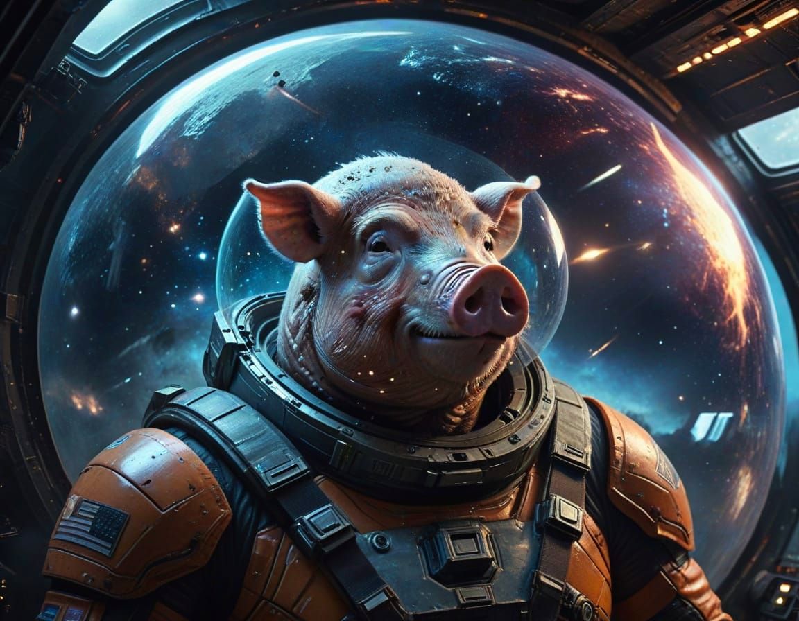 Pig-Headed Captain Navigates the Cosmos
