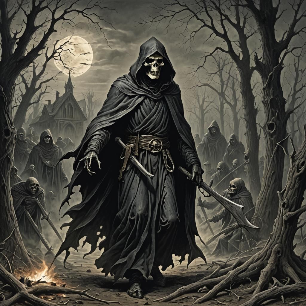Grim Reaper Nightmare in Horror Art Style