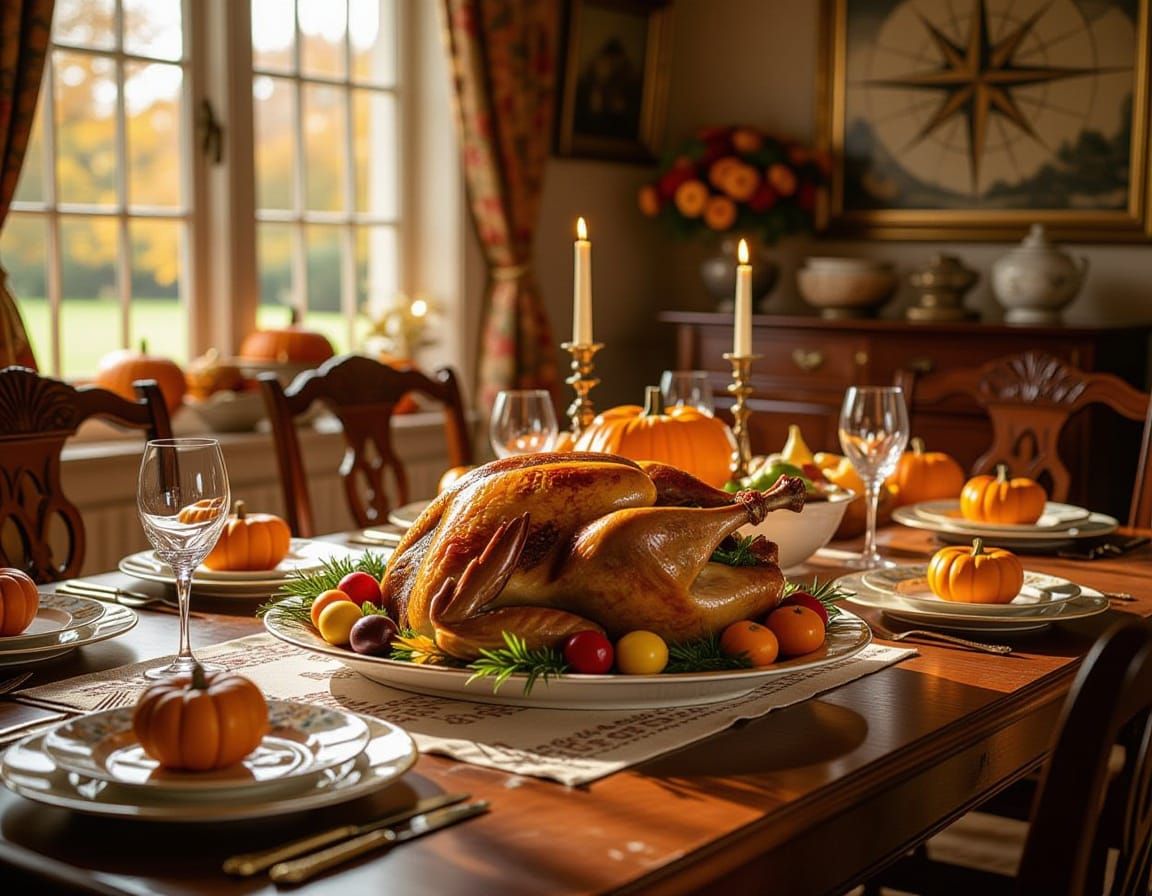 Thanksgiving Feast Still Life in Dutch Masters Style