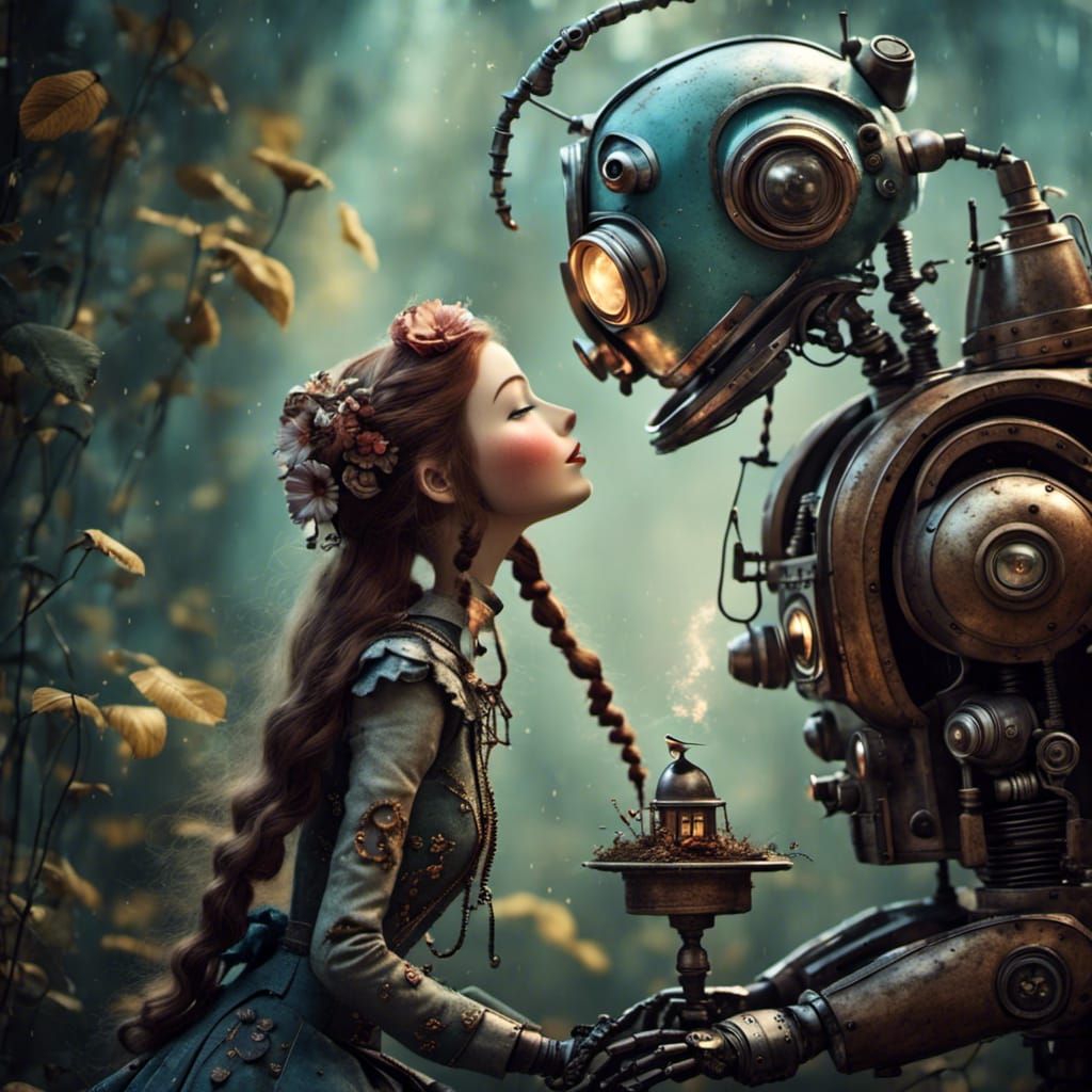 Man+woman kiss <lora:Robotify:1.0>