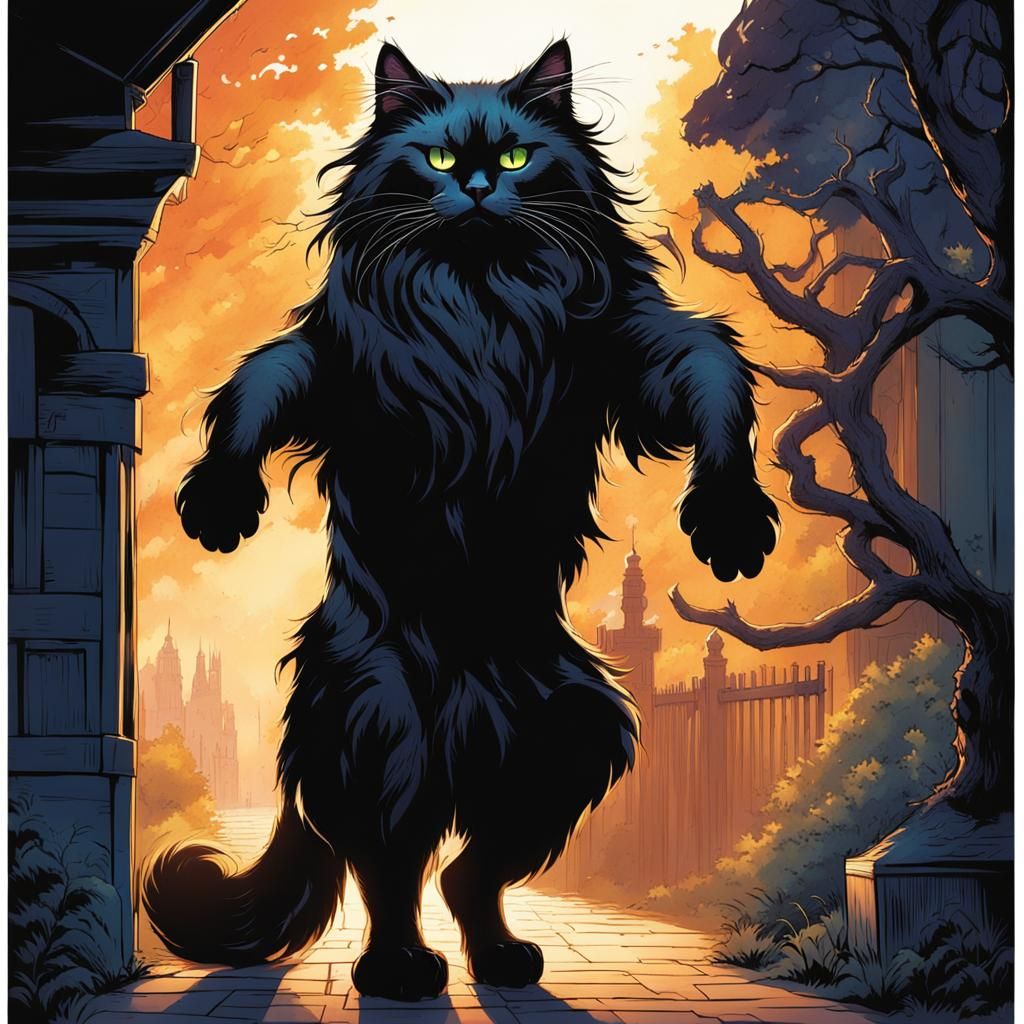 Enormous Demonic Ragdoll Cat in Comic Book Art