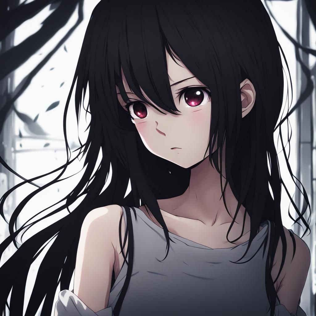 Anime Style: Girl Overwhelmed by Darkness