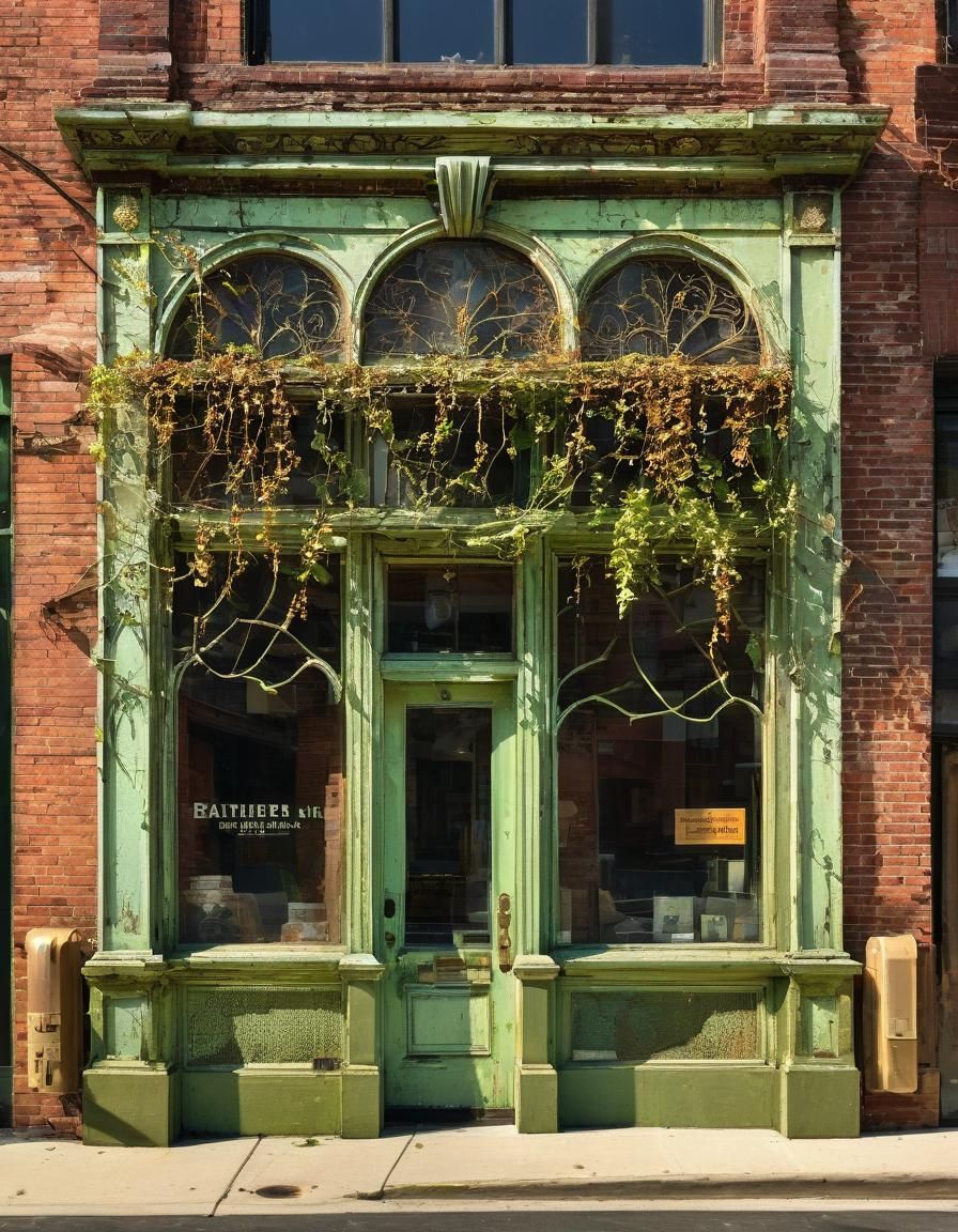 Forgotten Art Deco Storefront Bathed in Morning Light