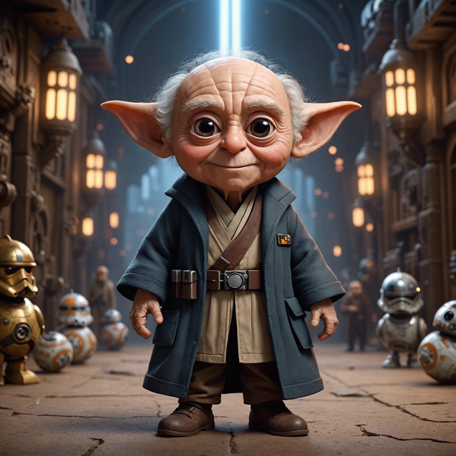 Star Wars Old Man Character in 3D Cartoon Style