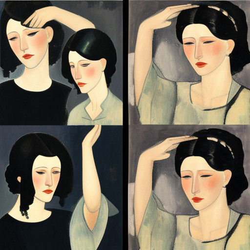 Woman in Modigliani's Expressionist Style Collage