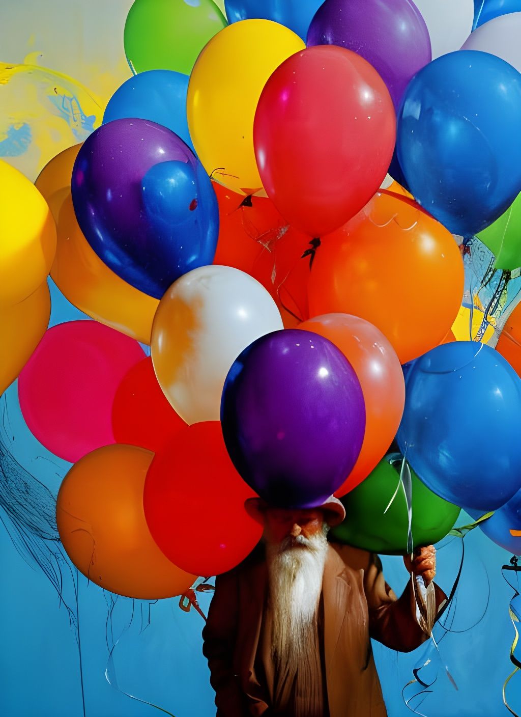 Colorful Balloons Surround Old Man: Speedpaint Portrait