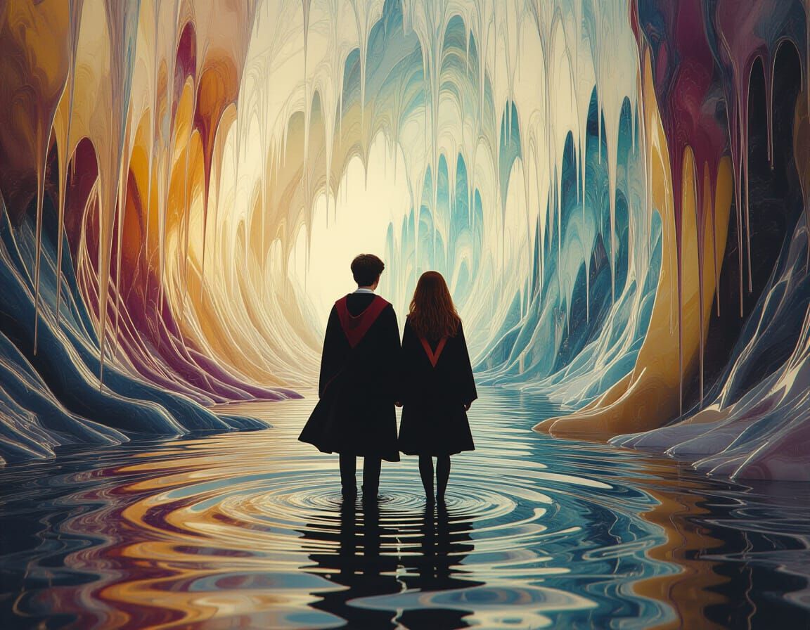Harry Potter and Ginny Weasley in Surreal Setting