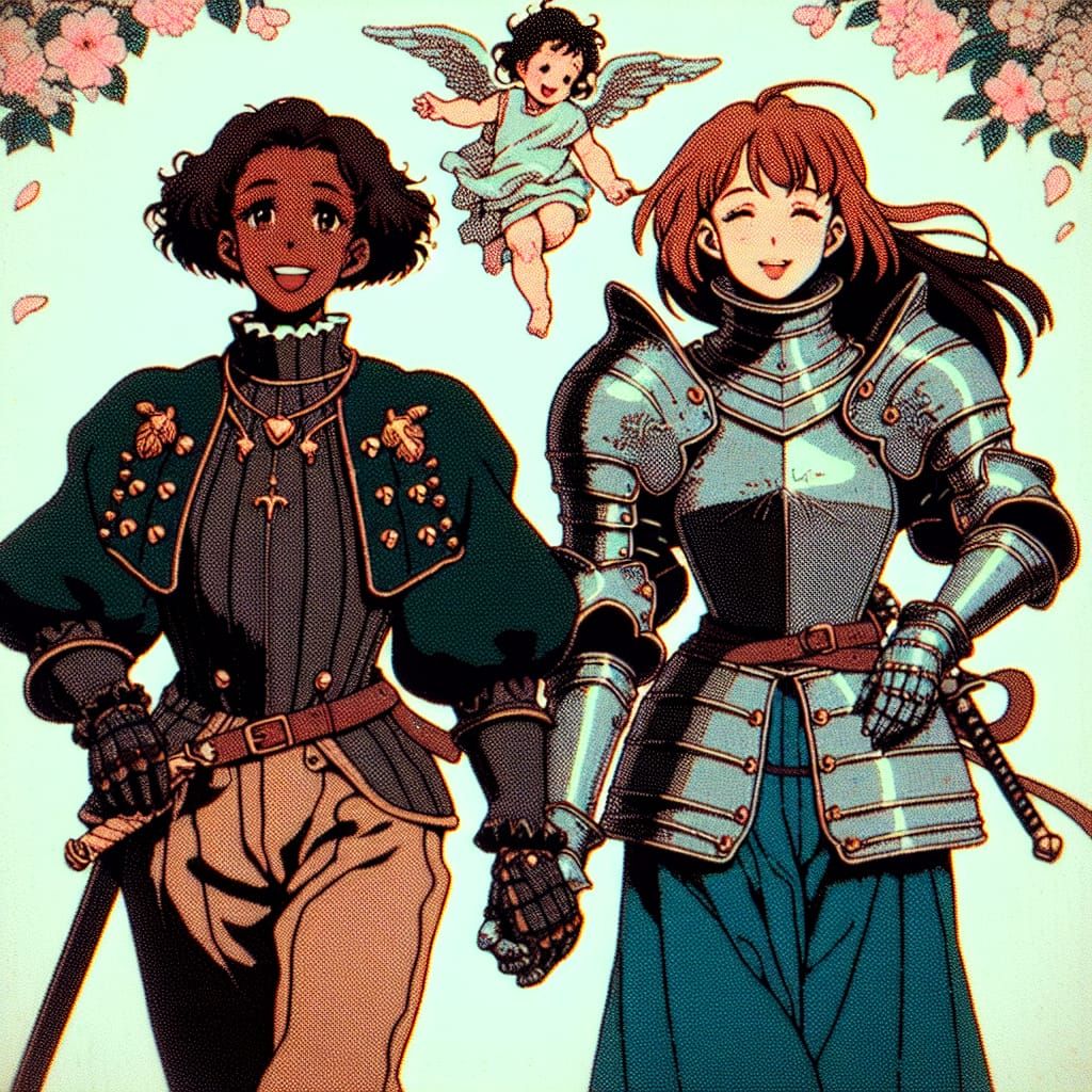 Vintage Anime Knights Celebrate Peace in Harmony