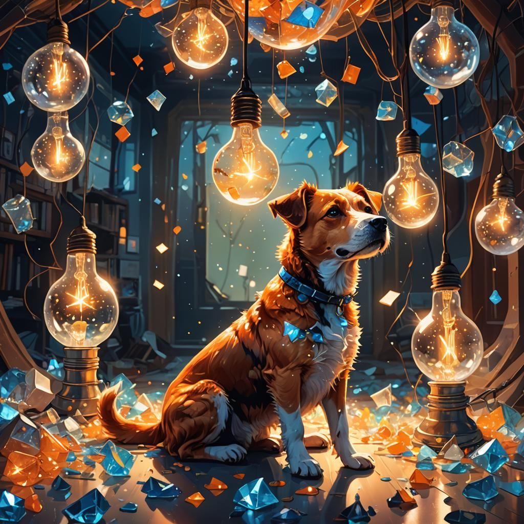 Dog in Lightbulb: Surreal Concept Art