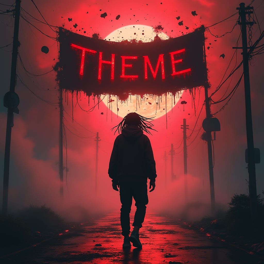 Empowered Figure Amidst Cyberpunk Chaos