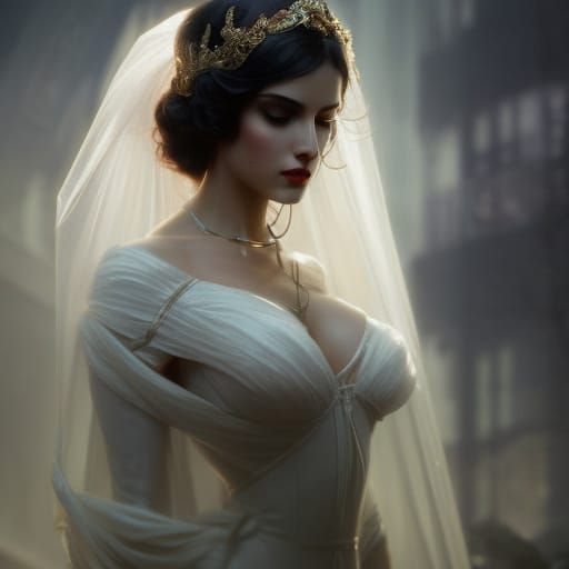Ethereal Ghost Bride in Vintage Photograph