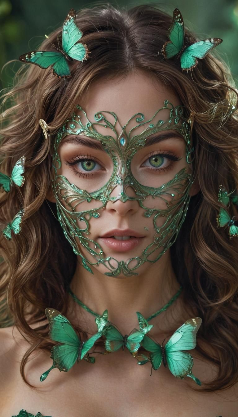 Butterfly Superhero Portrait with Bioluminescent Wings