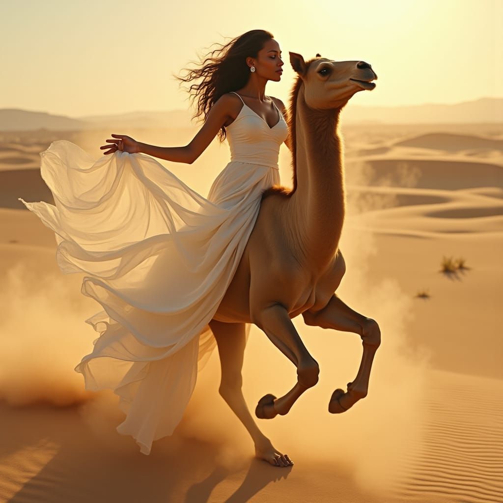 Epic Kamala Harris Centaur Hybrid in Golden Desert