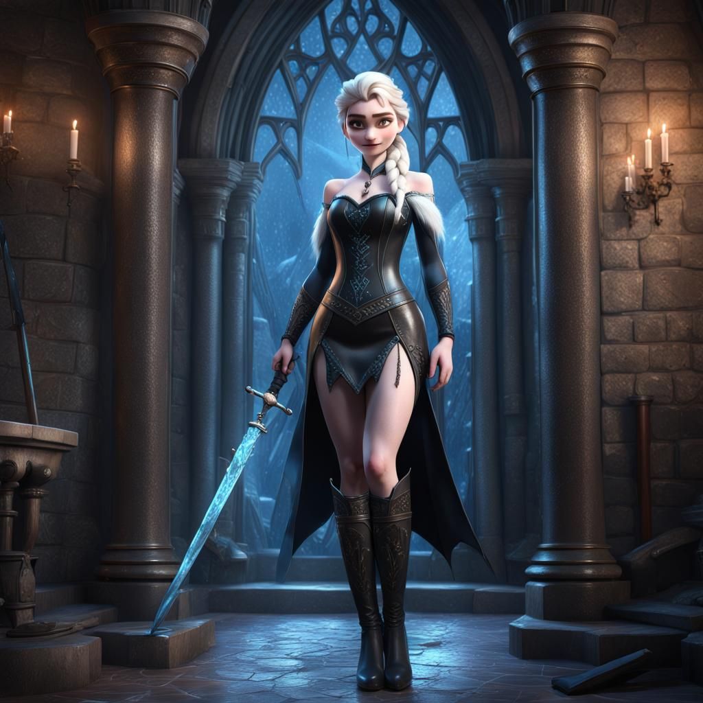 Gothic Elsa Ready for Battle, Matte Painting