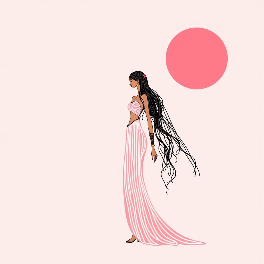 Minimalist Pink Gipsy Woman Graphic Poster