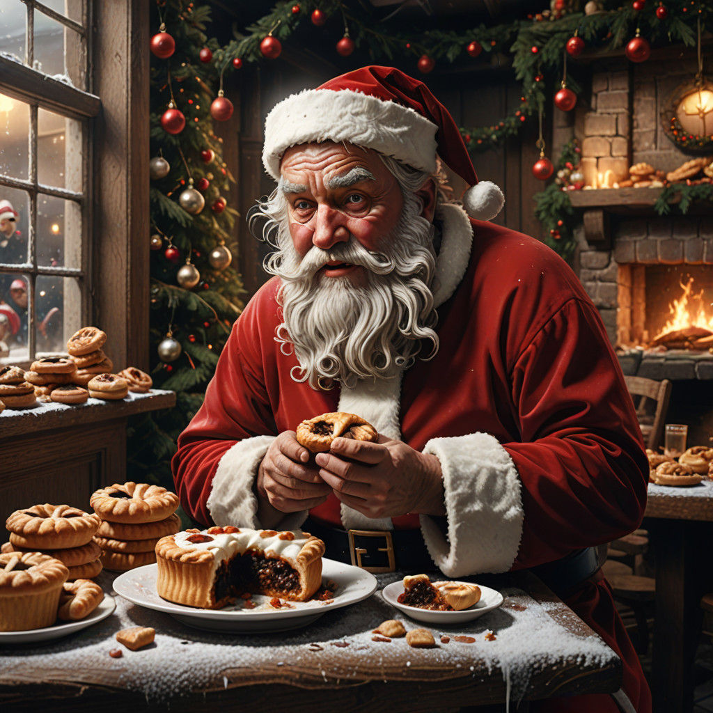 Santa Devours Christmas Treats in a Trashed Bakery