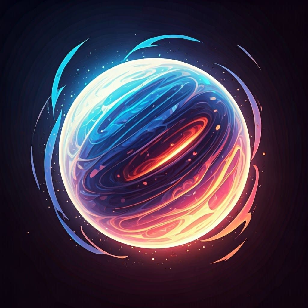 Glowing Ethereal Sphere in Anime Style