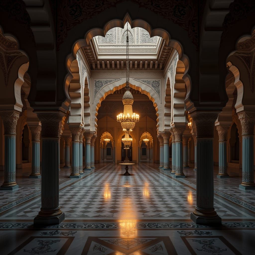 Ethereal Islamic Patterns in Vibrant Ramadan Scenes