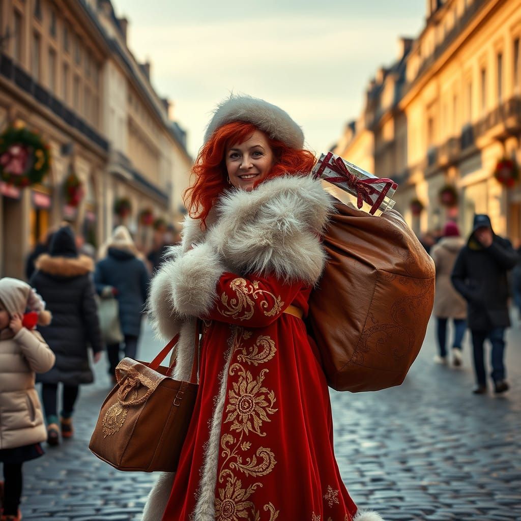 Mother Christmas on the Champs Elysées