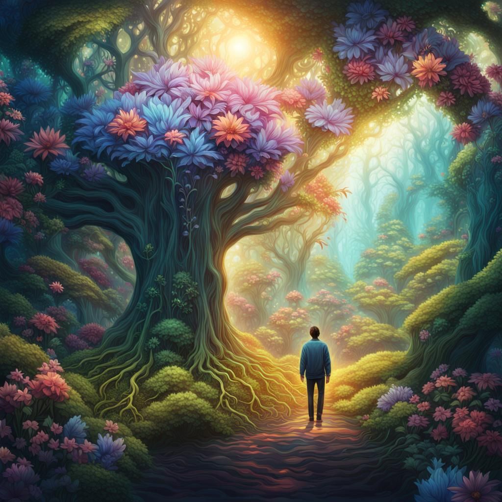 Mystical Forest: Bioluminescent Harmony in Digital Art