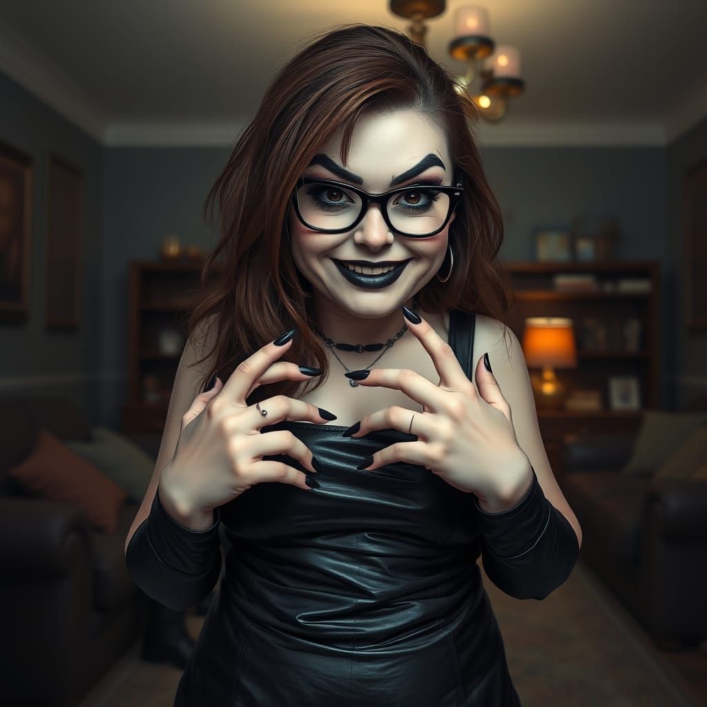 Ethereal Gothic Beauty with an Enigmatic Smile