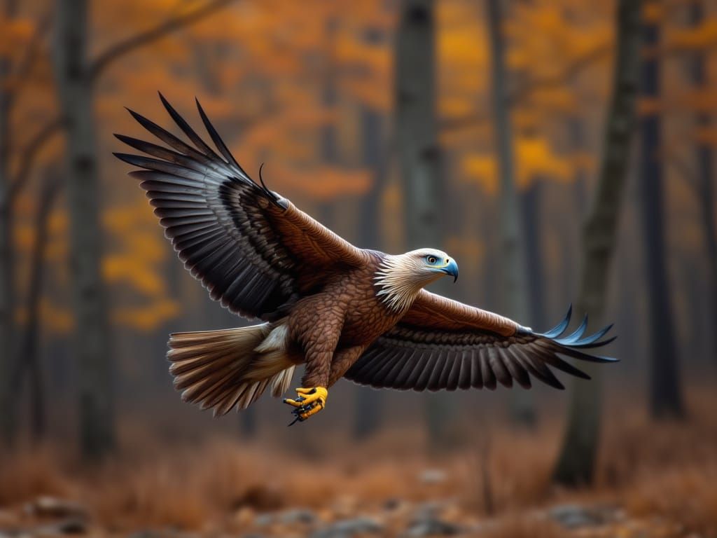 Golden Eagle in Flight with Detailed Plumage