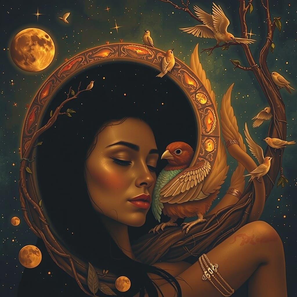 Woman Embodies Nature's Peace in Ethereal Mindscape