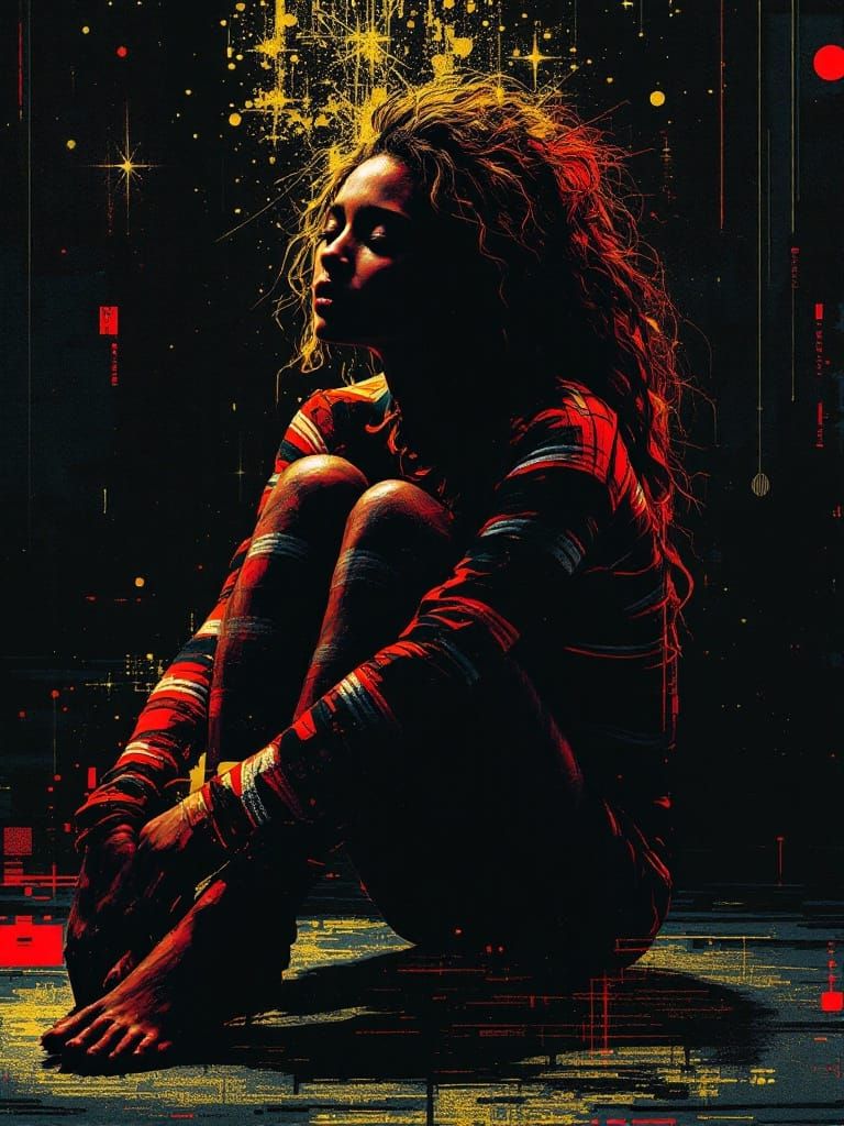 Ethereal Goddess in Neon Glow