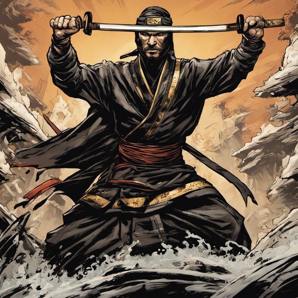 Ninja King in Comic Book Art Style