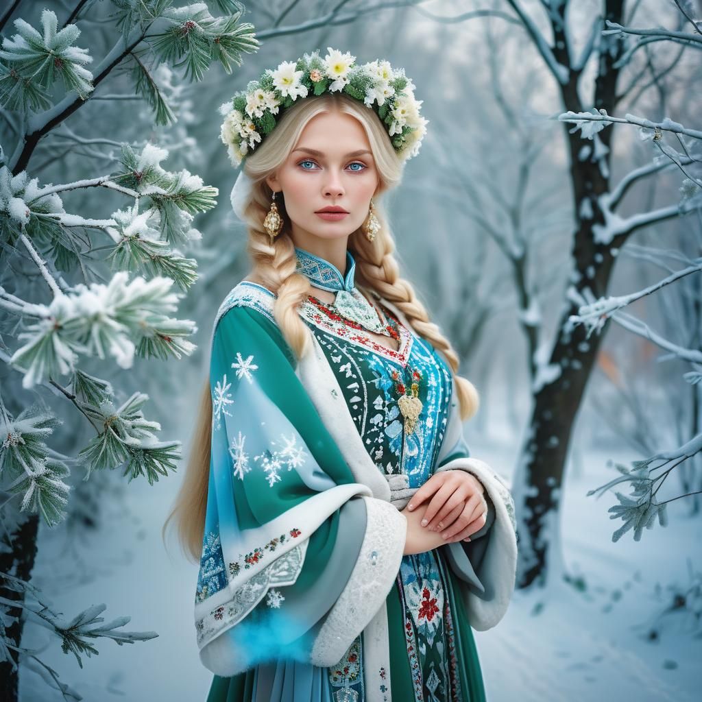 Winter Wonderland: Russian Model in Snowy Moscow Scene