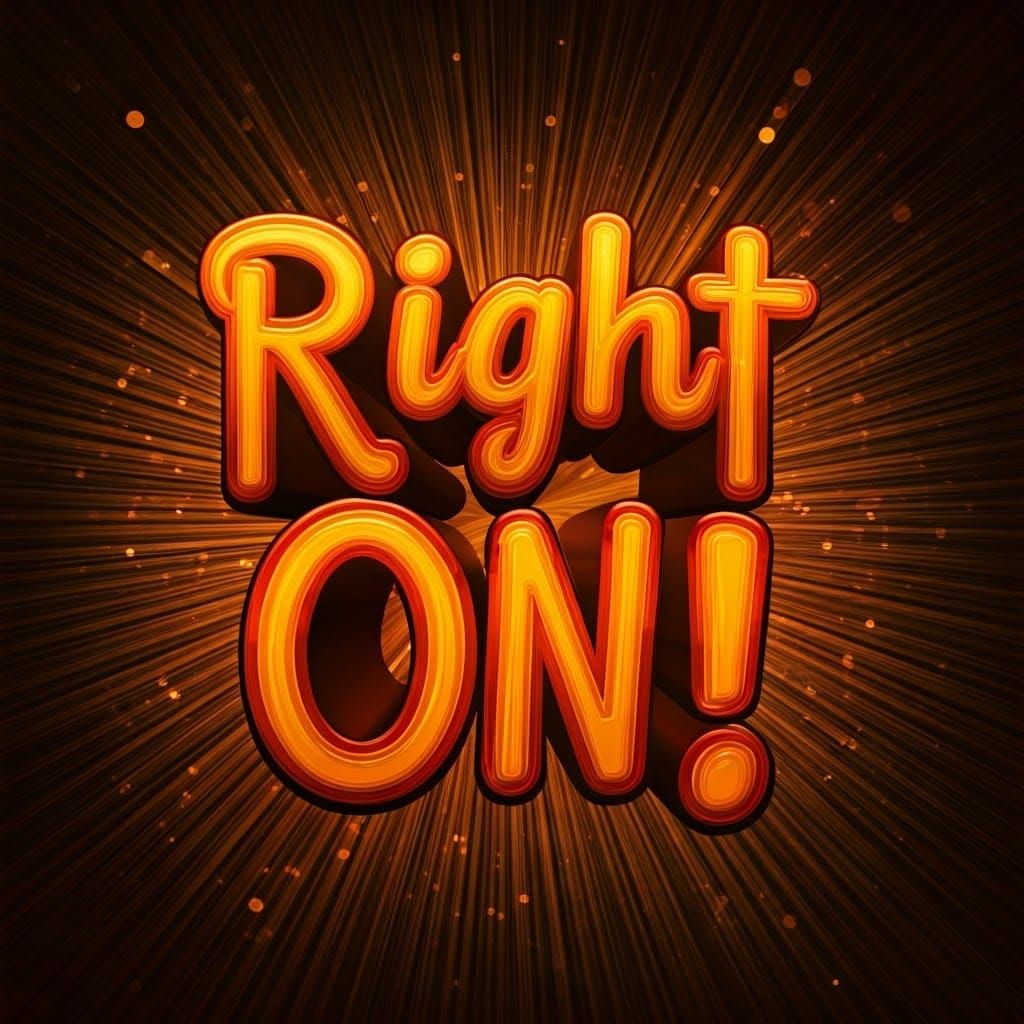 Bold 3D "Right On!" with Sparkles