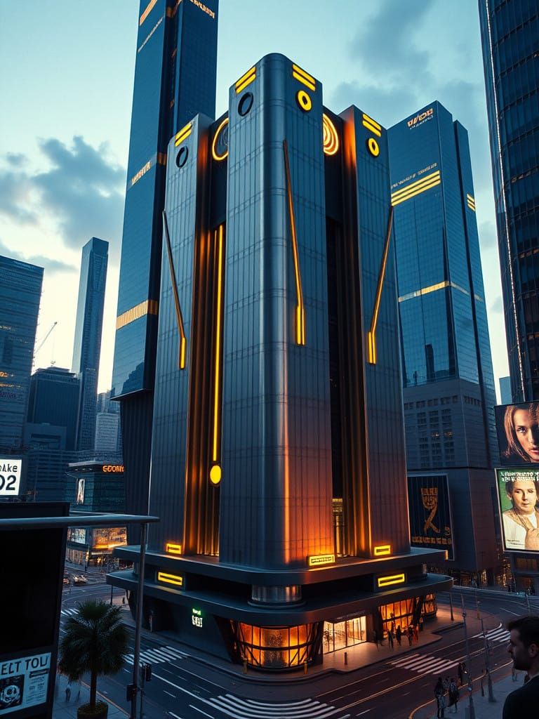 Sleek Futuristic Metropolis at Dusk, Showcasing Avant-Garde....