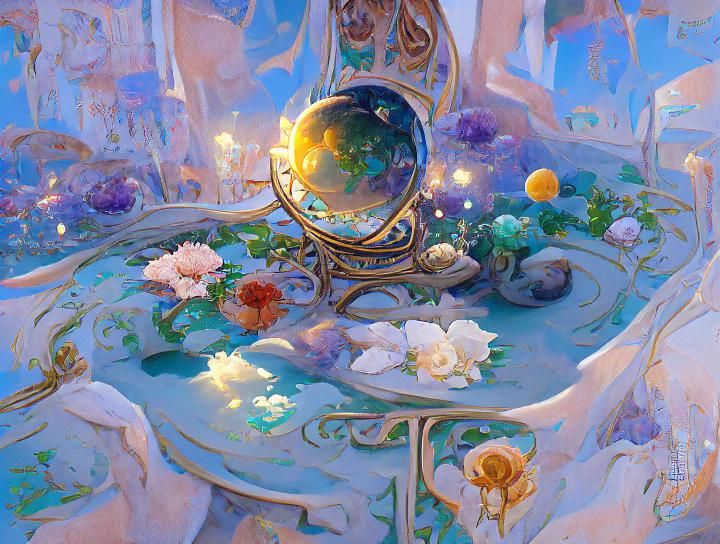 Mystical Crystal Ball in Art Nouveau Style