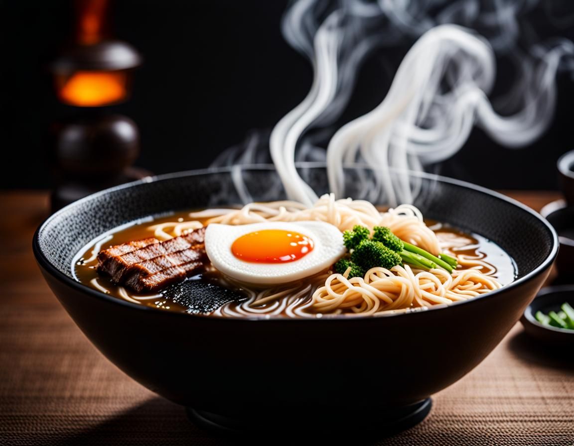 Steaming Ramen Bowl in Documentary Style