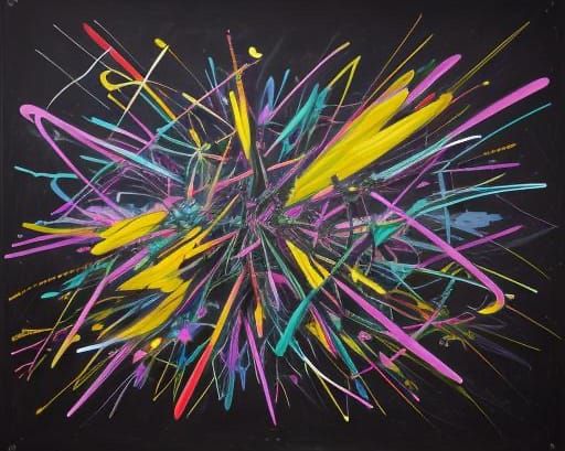 Surreal Chalkboard Math with Neon Symbols