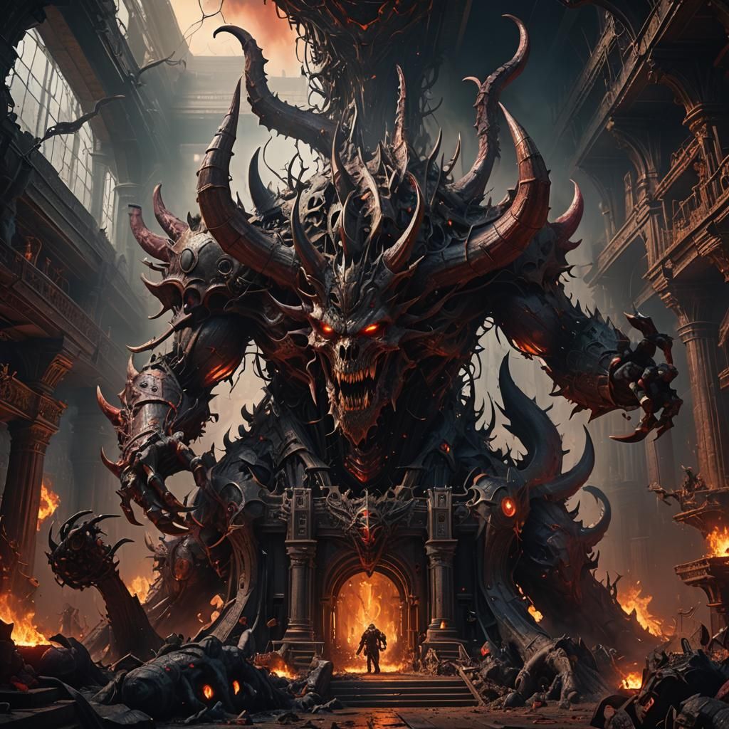 Demonic Business Machines in Hell: Detailed Matte Painting