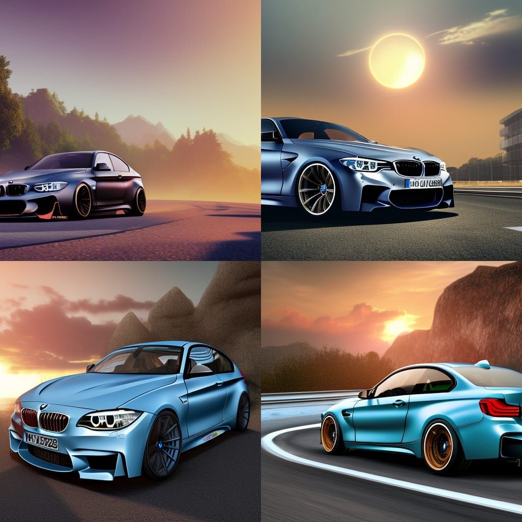 BMW 1M Sunset Drive: Hyperrealistic Matte Painting