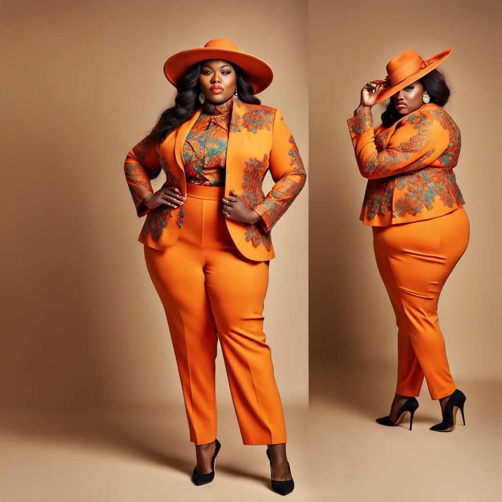 Elegant Plus-Size Woman in Floral Setting