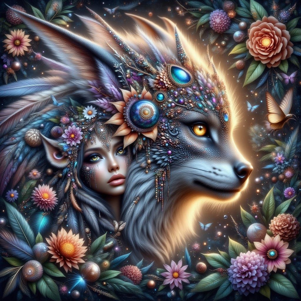 Winged Hybrid Creatures in Enchanted Forest