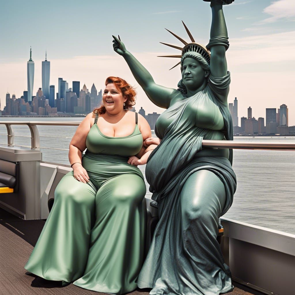 Plus Size Women Admire New York City Skyline