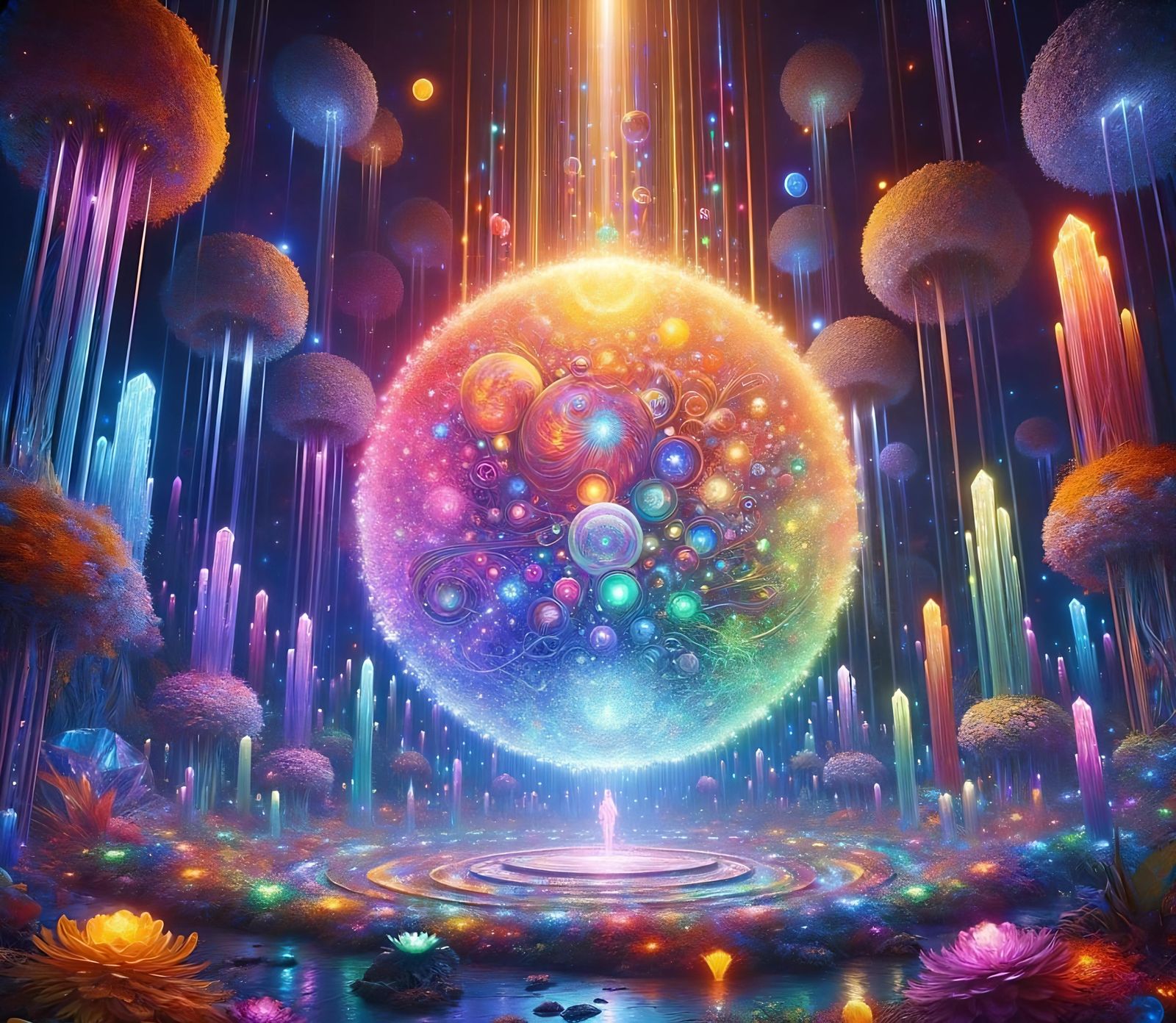 Spectacular Prismatic Golem in Celestial Garden