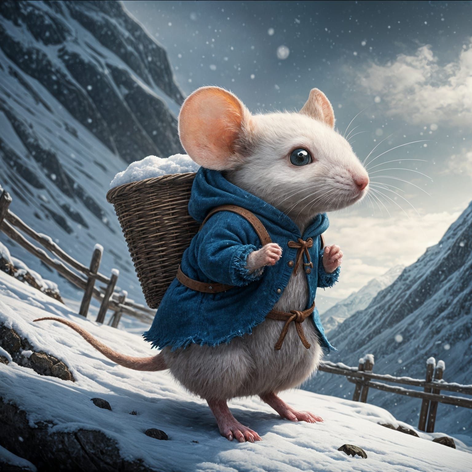 Mouse's Snowy Mountain Adventure in High Detail