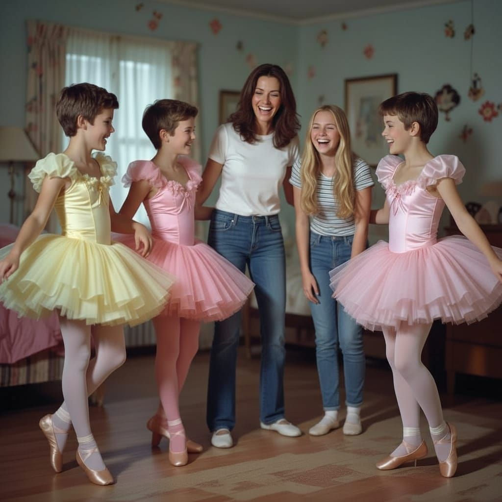 Boys in Ballerina Tutus Dancing at Slumber Party