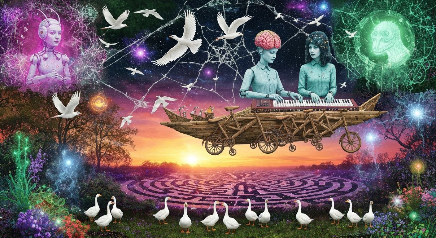 Mythical Creatures & Dreamlike Scenes in Surreal Collage