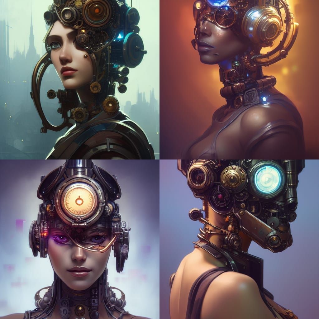 Steampunk Cyborg Portrait in Hyperdetailed Lighting
